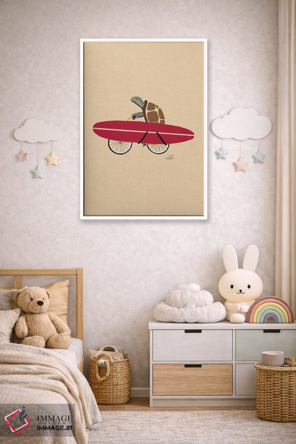 تابلو دکوراتیو لاک پشت دوچرخه سوار اثر فابیان لاواتر - D4W