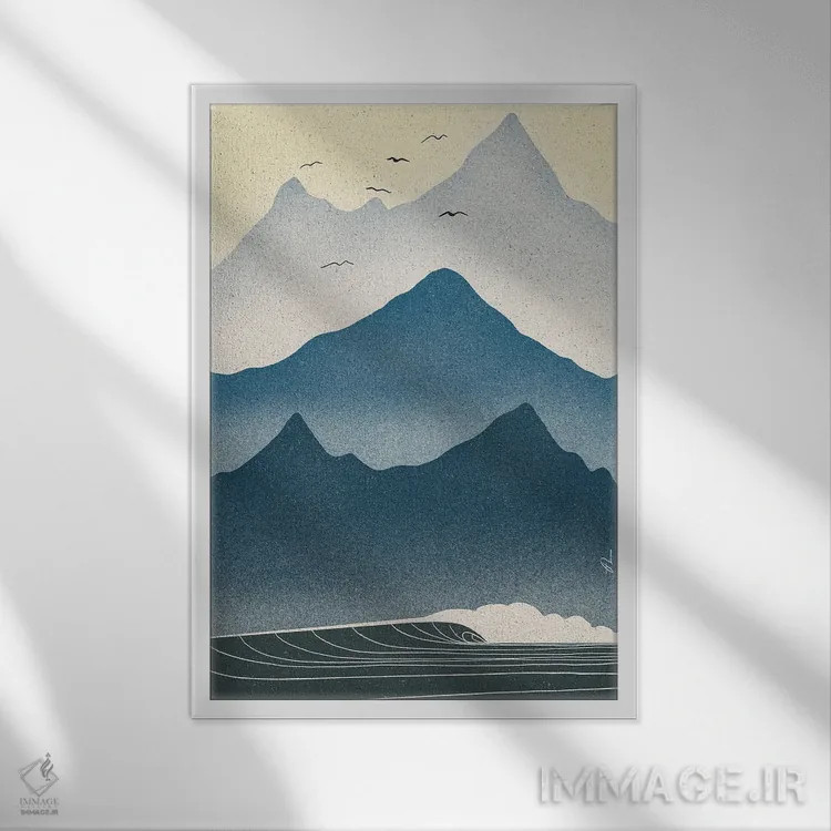 تابلو مینیمال صبح های آبی اثر فابیان لاواتر - نمای قابدار سفید