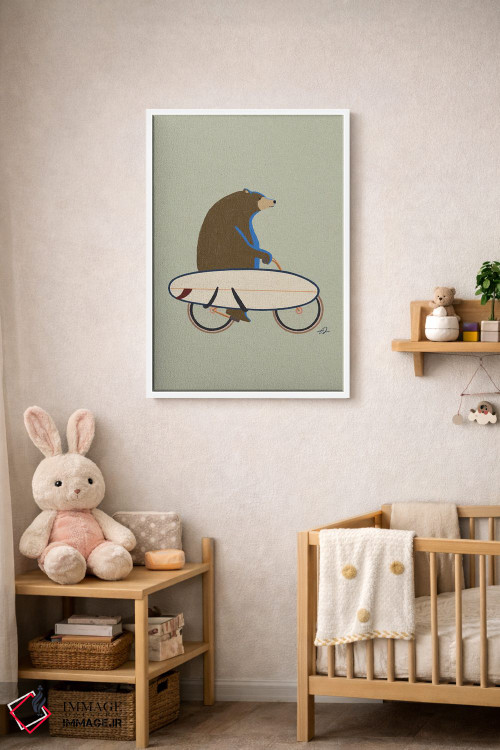 تابلو دکوراتیو خرس گریزلی دوچرخه سوار اثر فابیان لاواتر - D2W