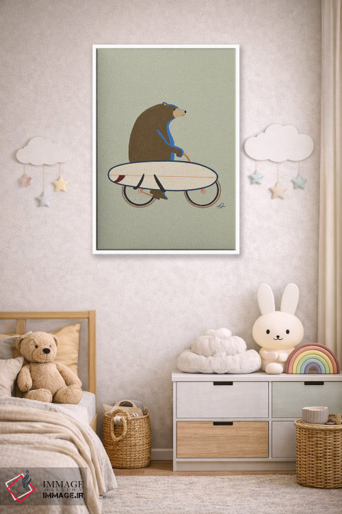 تابلو دکوراتیو خرس گریزلی دوچرخه سوار اثر فابیان لاواتر - D3W