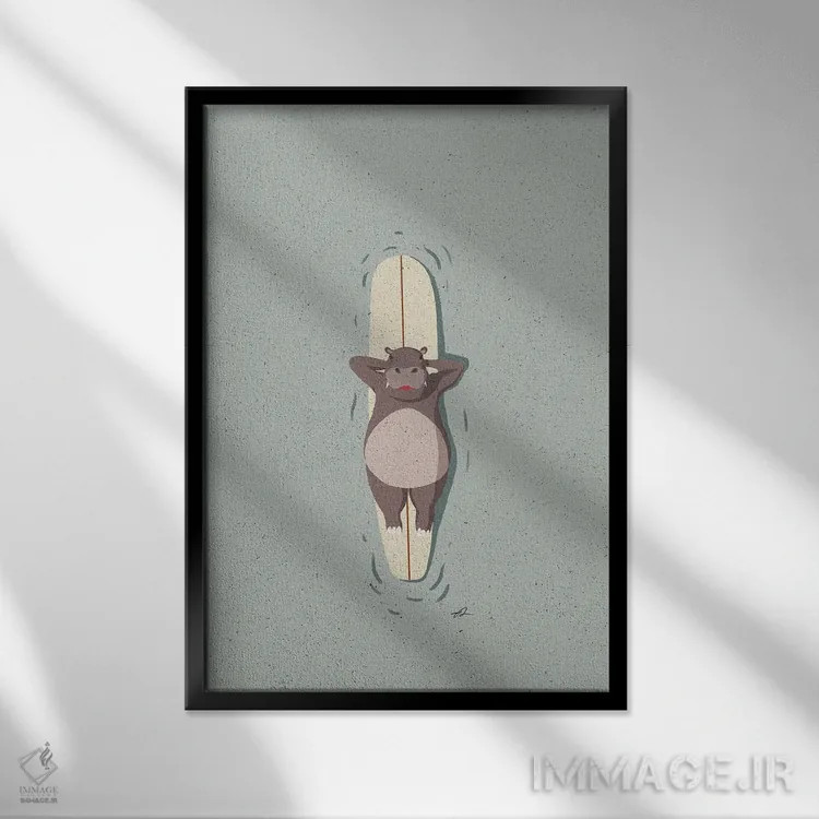 تابلو دکوراتیو اسبی موج سوار اثر فابیان لاواتر - نمای قابدار مشکی