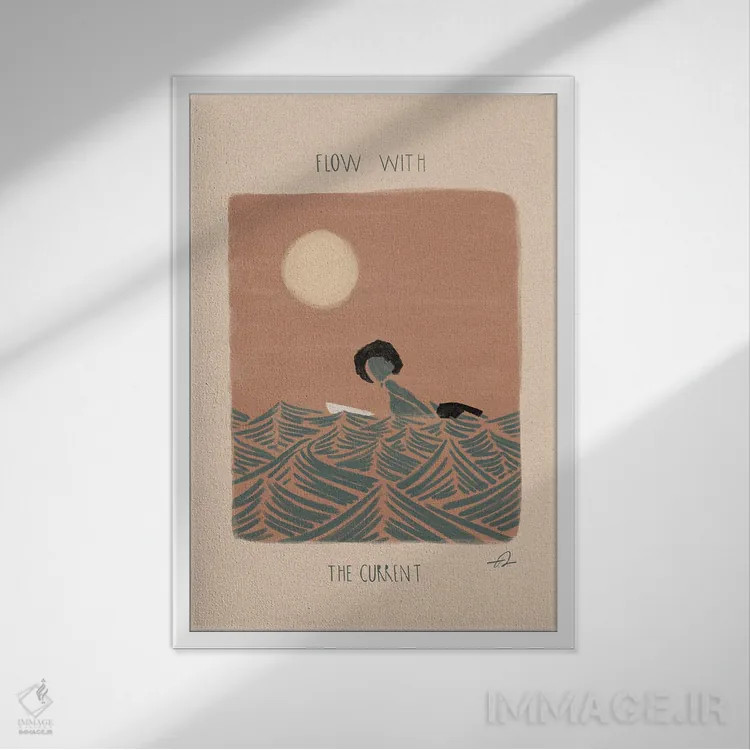 تابلو دکوراتیو با جریان همراه شو اثر فابیان لاواتر - نمای قابدار سفید