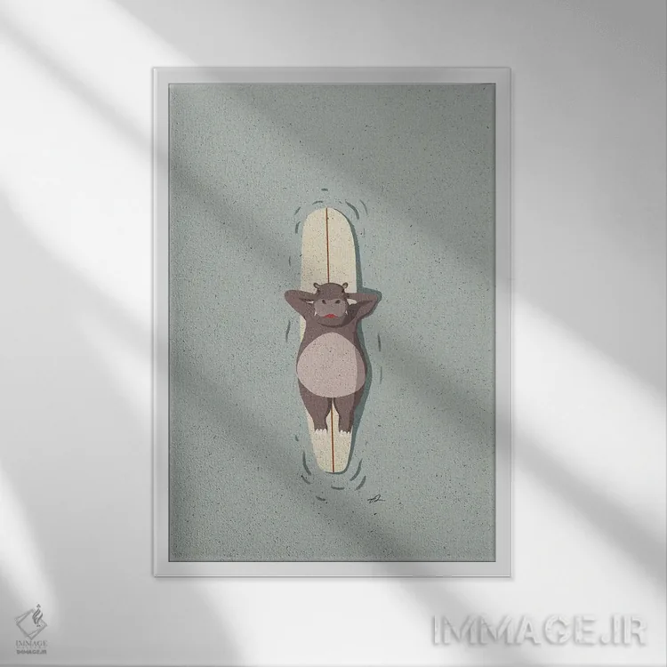 تابلو دکوراتیو اسبی موج سوار اثر فابیان لاواتر - نمای قابدار سفید