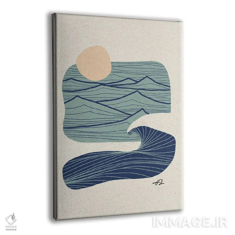 تابلو مینیمال خطوط اقیانوس و کوهستان اثر فابیان لاواتر - نمای پرسپکتیو محصول