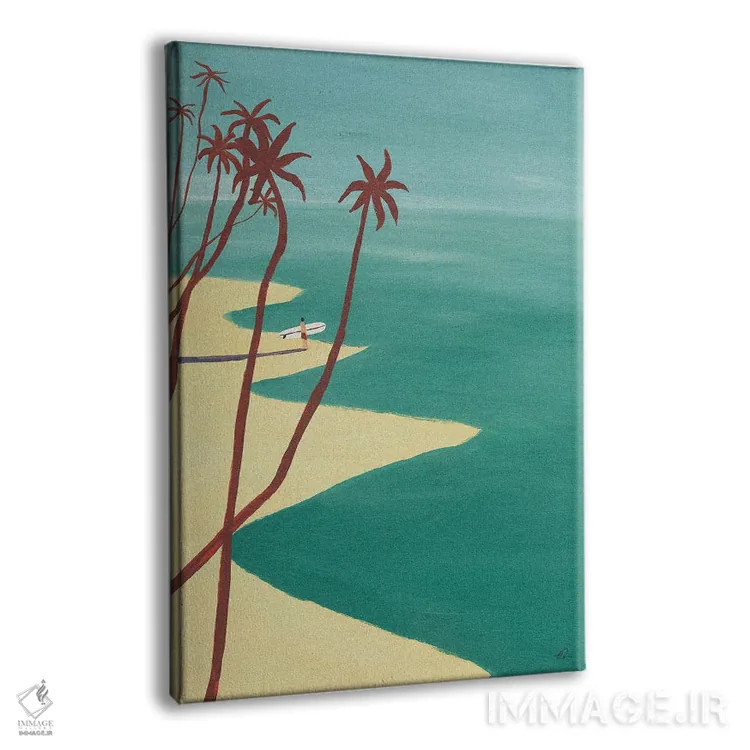 تابلو مینیمال نخل های قرمز اثر فابیان لاواتر - نمای پرسپکتیو محصول