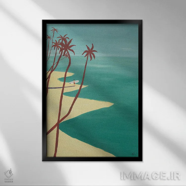 تابلو مینیمال نخل های قرمز اثر فابیان لاواتر - نمای قابدار مشکی