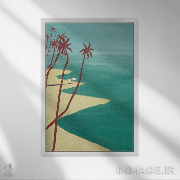 تابلو مینیمال نخل های قرمز اثر فابیان لاواتر - نمای قابدار سفید