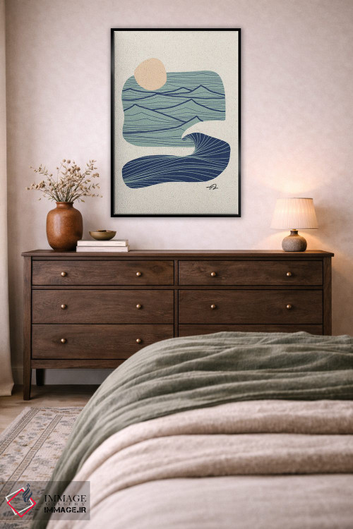 تابلو مینیمال خطوط اقیانوس و کوهستان اثر فابیان لاواتر - D3B