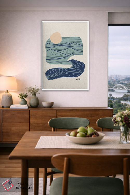 تابلو مینیمال خطوط اقیانوس و کوهستان اثر فابیان لاواتر - D5W