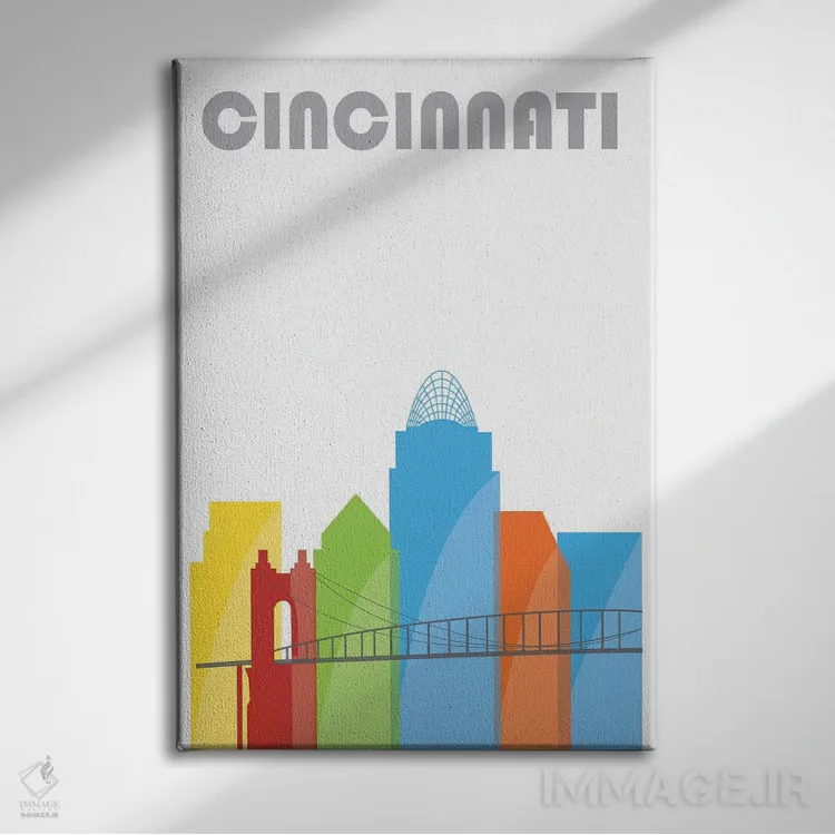 تابلو دکوراتیو سینسیناتی، سفیدتر اثر فلای گرافیکس - نمای روبهرو روی دیوار