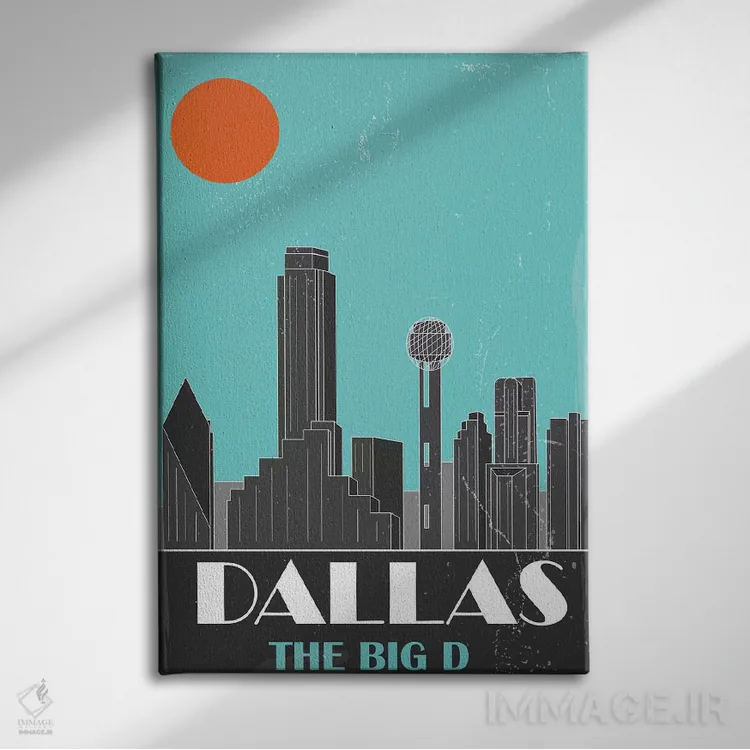 تابلو دکوراتیو دالاس، آبی آسمانی اثر فلای گرافیکس - نمای روبهرو روی دیوار