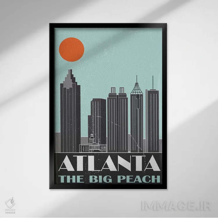 تابلو دکوراتیو آتلانتا اثر فلای گرافیکس - نمای قابدار مشکی