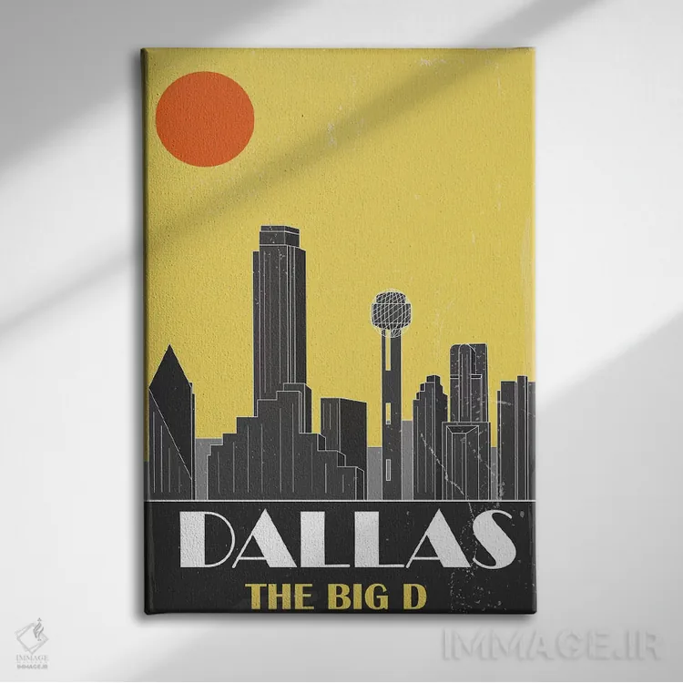 تابلو مدرن دالاس، زرد اثر فلای گرافیکس - نمای روبهرو روی دیوار