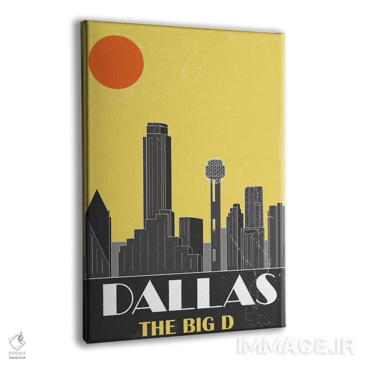 تابلو مدرن دالاس، زرد اثر فلای گرافیکس - نمای پرسپکتیو محصول