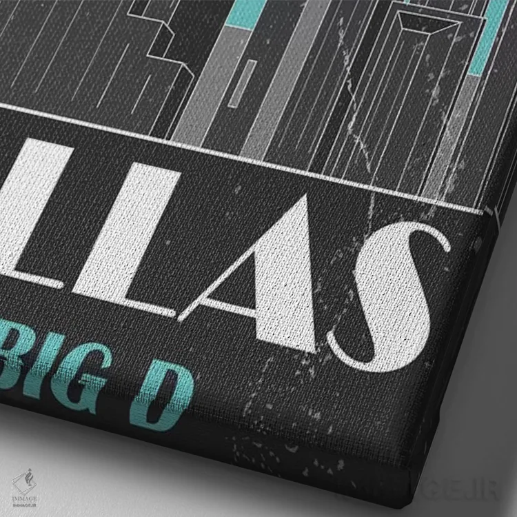 تابلو دکوراتیو دالاس، آبی آسمانی اثر فلای گرافیکس - نمای نزدیک بافت بوم