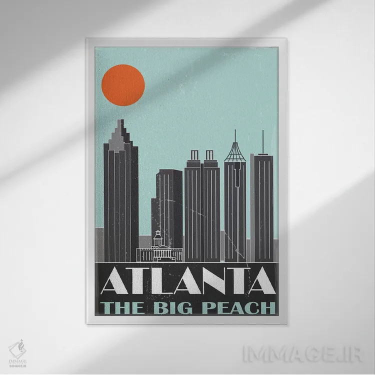 تابلو دکوراتیو آتلانتا اثر فلای گرافیکس - نمای قابدار سفید