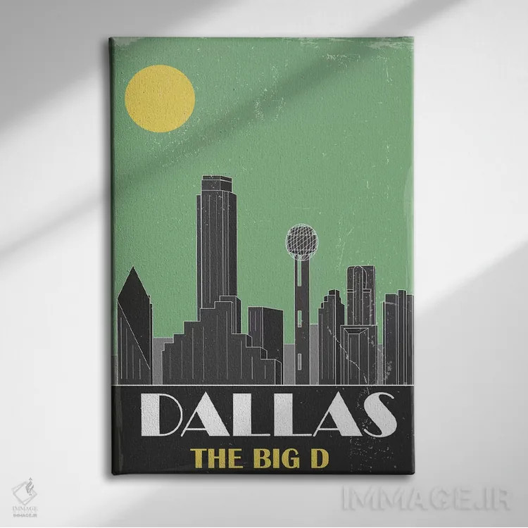 تابلو دکوراتیو دالاس، سبز اثر فلای گرافیکس - نمای روبهرو روی دیوار