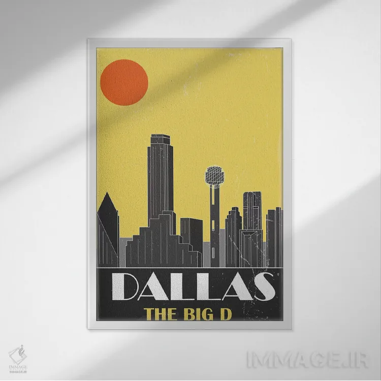 تابلو مدرن دالاس، زرد اثر فلای گرافیکس - نمای قابدار سفید