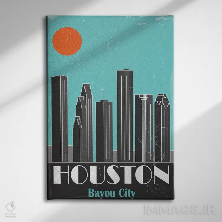 تابلو مدرن هیوستون اثر فلای گرافیکس - نمای روبهرو روی دیوار