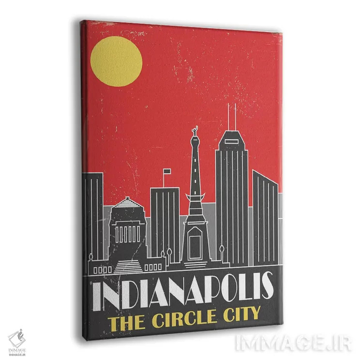 تابلو مدرن ایندیاناپولیس، قرمز اثر فلای گرافیکس - نمای پرسپکتیو محصول