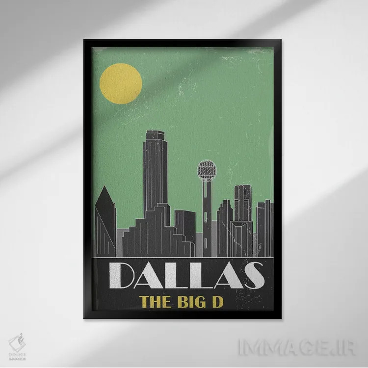 تابلو دکوراتیو دالاس، سبز اثر فلای گرافیکس - نمای قابدار مشکی