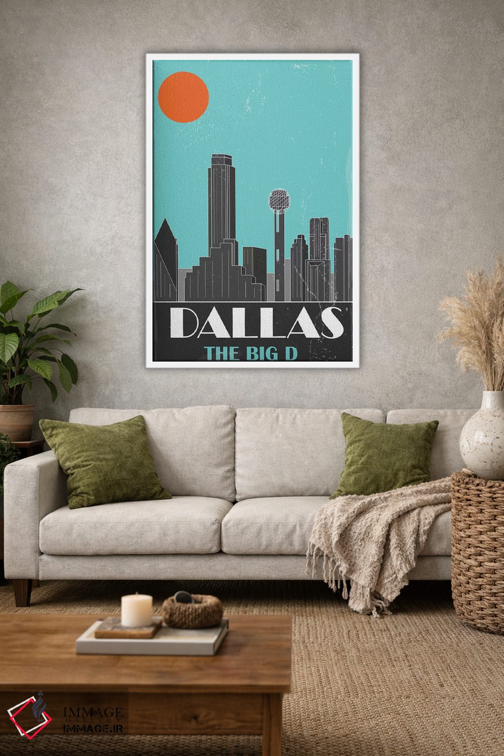 تابلو دکوراتیو دالاس، آبی آسمانی اثر فلای گرافیکس - D1W