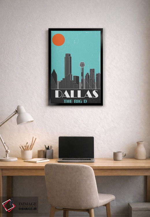 تابلو دکوراتیو دالاس، آبی آسمانی اثر فلای گرافیکس - D2B