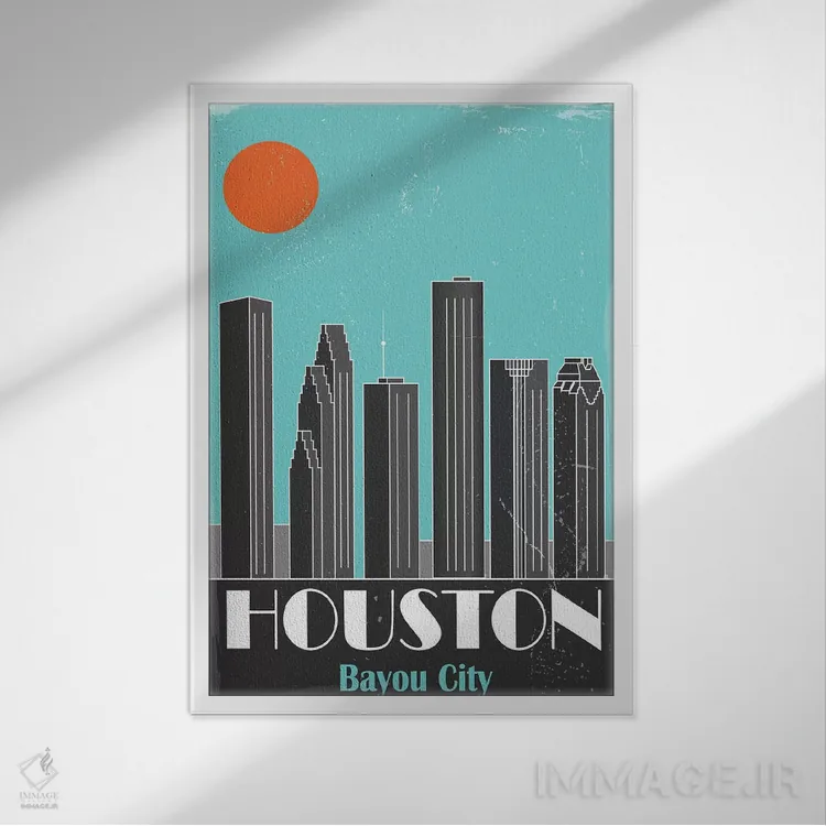 تابلو مدرن هیوستون اثر فلای گرافیکس - نمای قابدار سفید