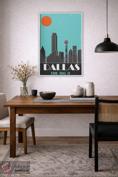 تابلو دکوراتیو دالاس، آبی آسمانی اثر فلای گرافیکس - D4W