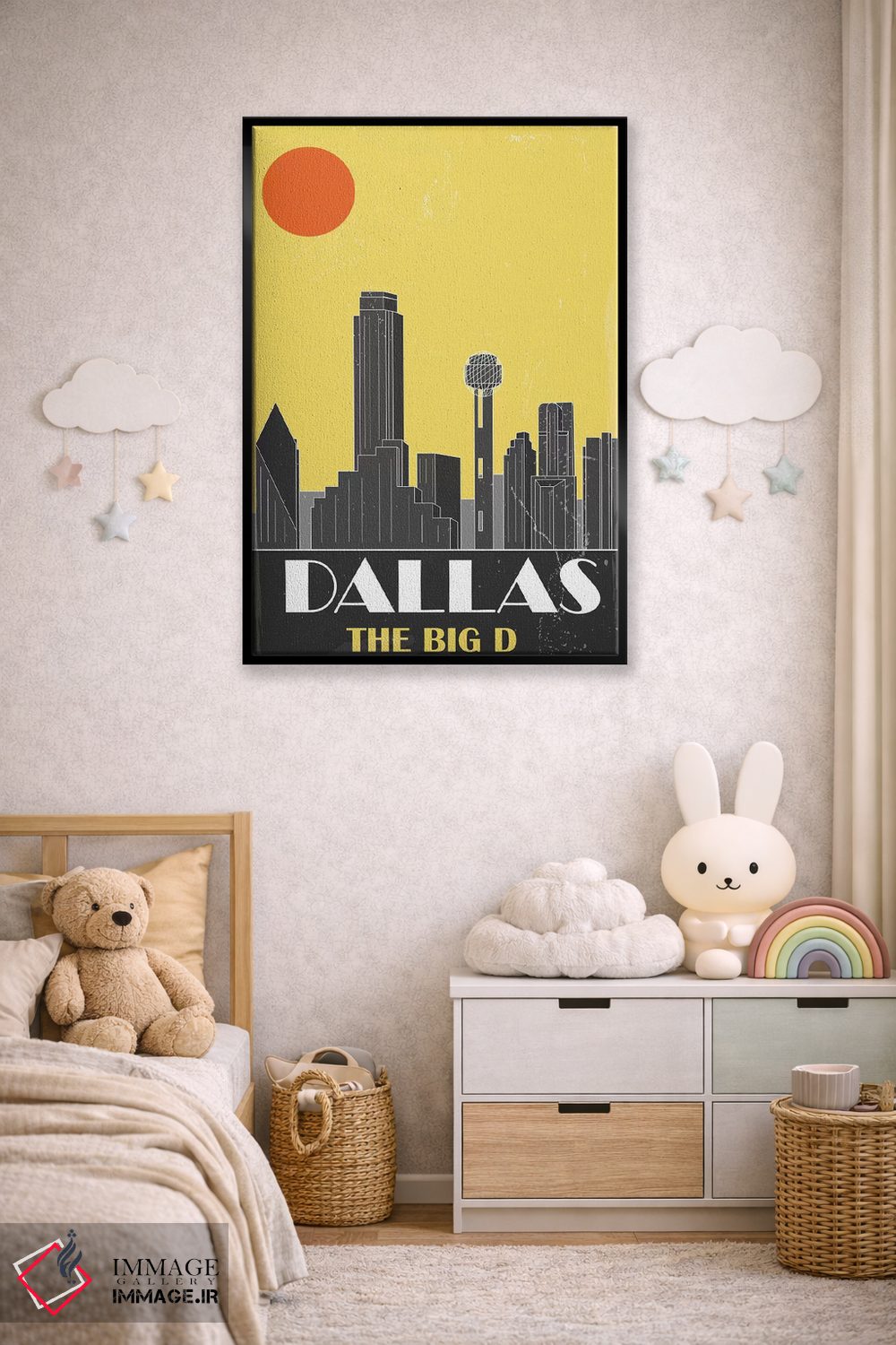 تابلو مدرن دالاس، زرد اثر فلای گرافیکس - D5B
