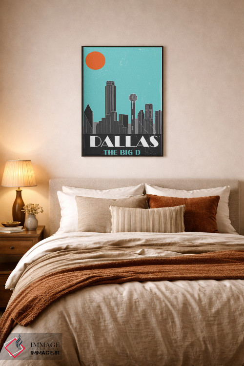 تابلو دکوراتیو دالاس، آبی آسمانی اثر فلای گرافیکس - D6B