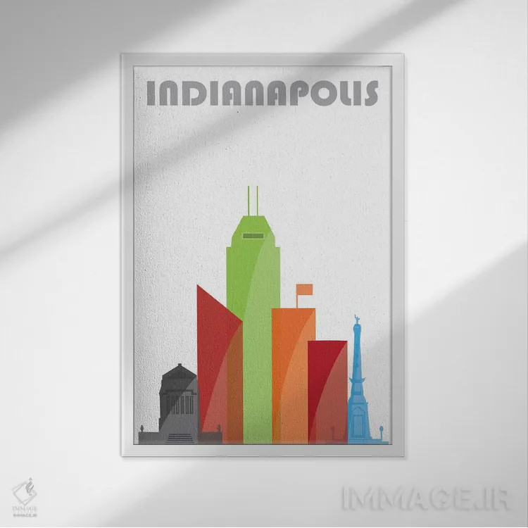 تابلو مدرن ایندیاناپولیس، سفید اثر فلای گرافیکس - نمای قابدار سفید