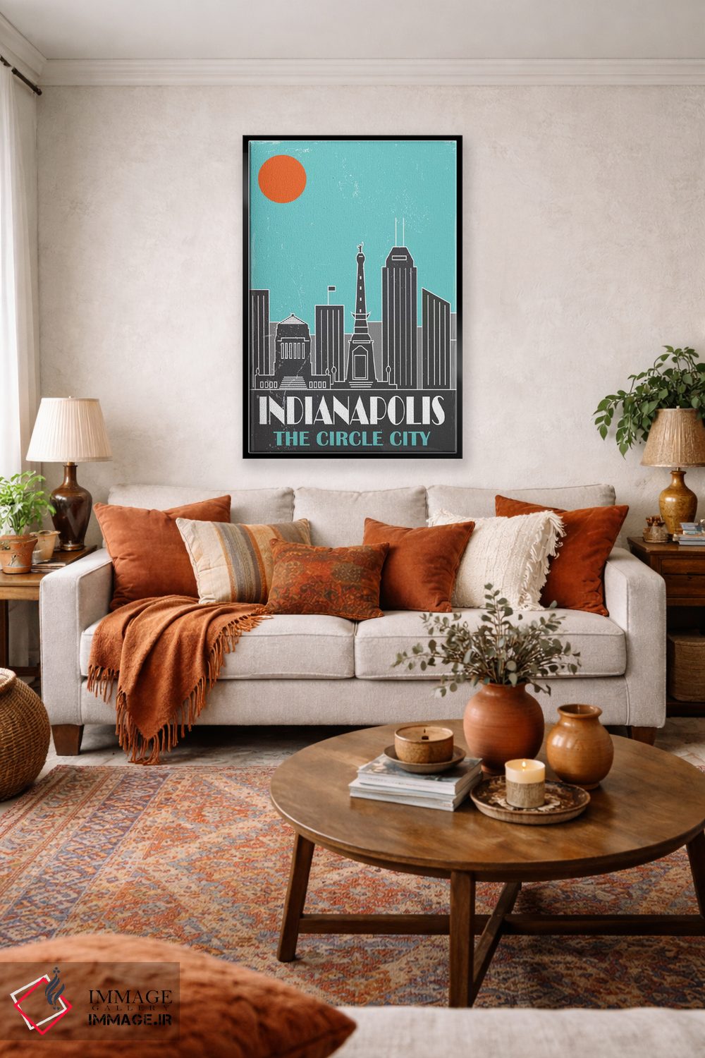 تابلو مدرن ایندیاناپولیس، آبی آسمانی اثر فلای گرافیکس - D5B