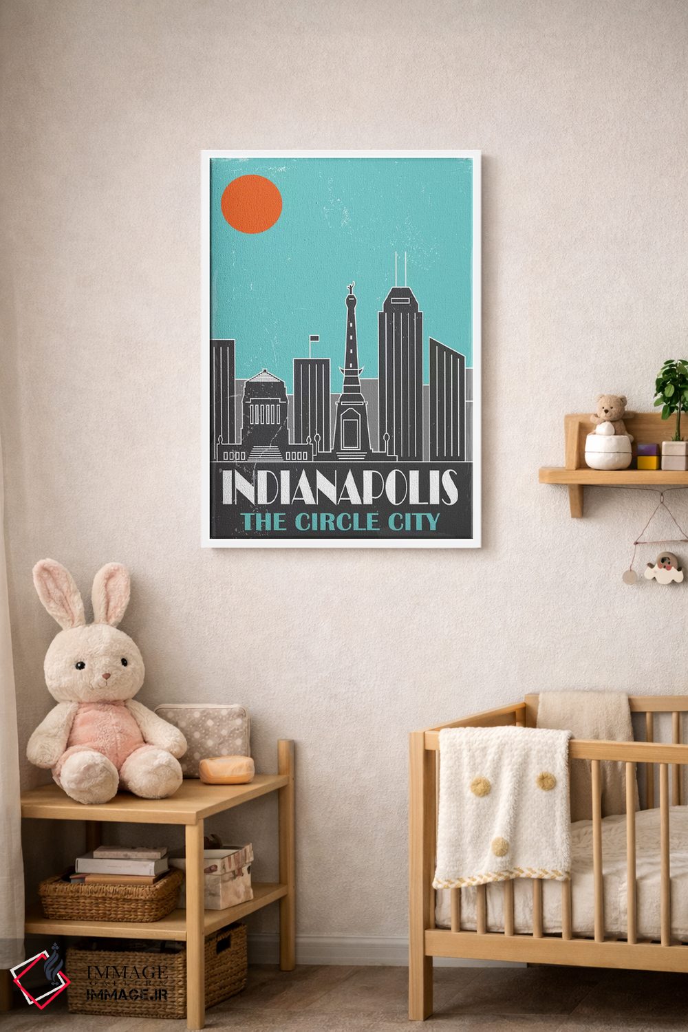 تابلو مدرن ایندیاناپولیس، آبی آسمانی اثر فلای گرافیکس - D3W