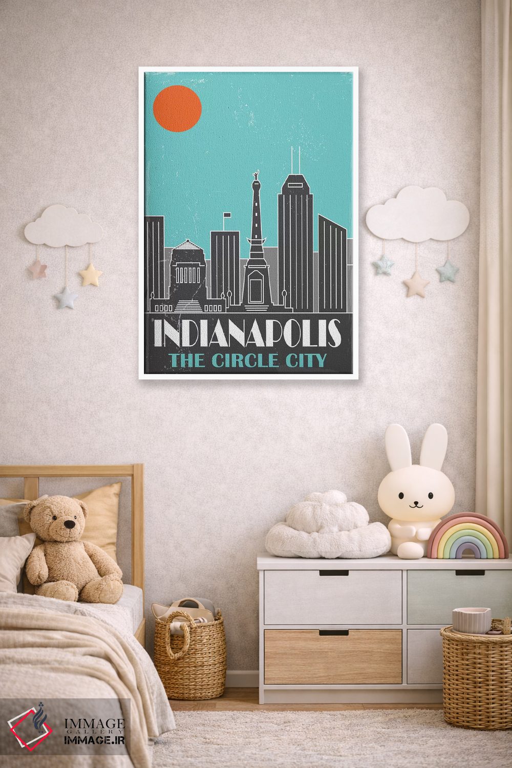 تابلو مدرن ایندیاناپولیس، آبی آسمانی اثر فلای گرافیکس - D4W