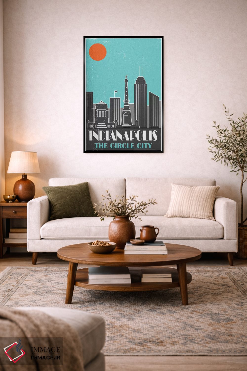 تابلو مدرن ایندیاناپولیس، آبی آسمانی اثر فلای گرافیکس - D6B