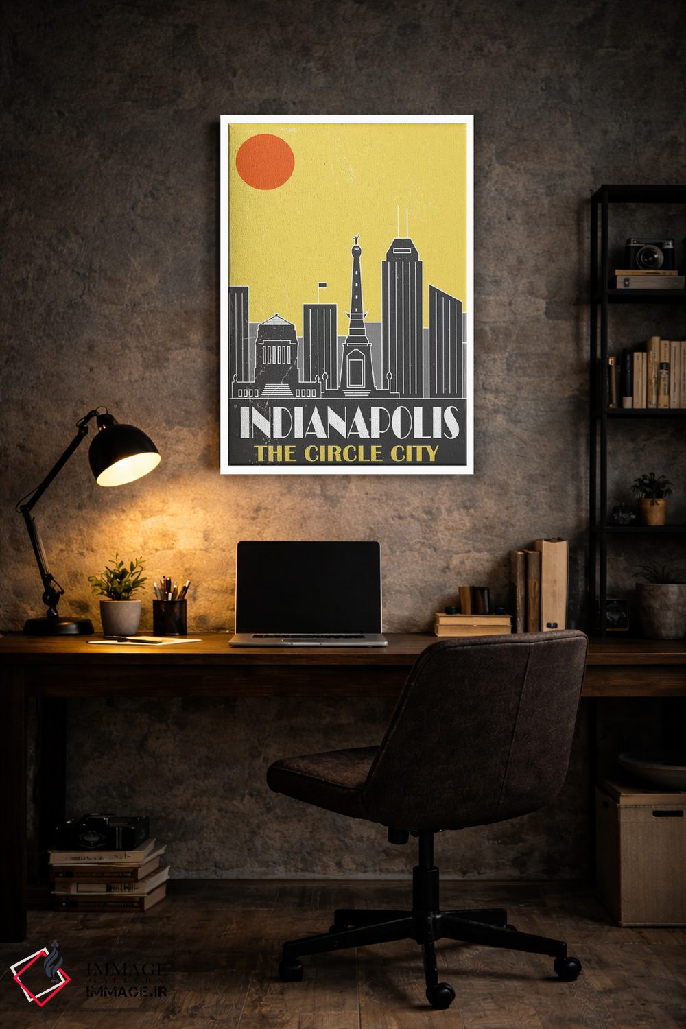 تابلو مدرن ایندیاناپولیس، زرد اثر فلای گرافیکس - D6W