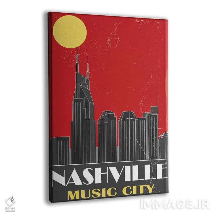 تابلو مدرن نشویل، قرمز اثر فلای گرافیکس - نمای پرسپکتیو محصول