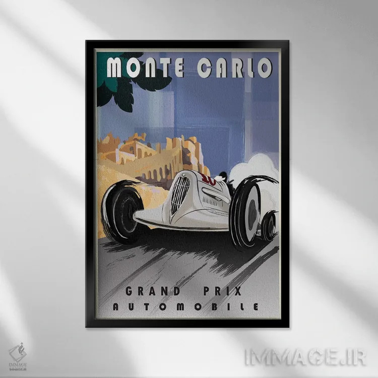 تابلو مدرن مونت کارلو اثر فلای گرافیکس - نمای قابدار مشکی