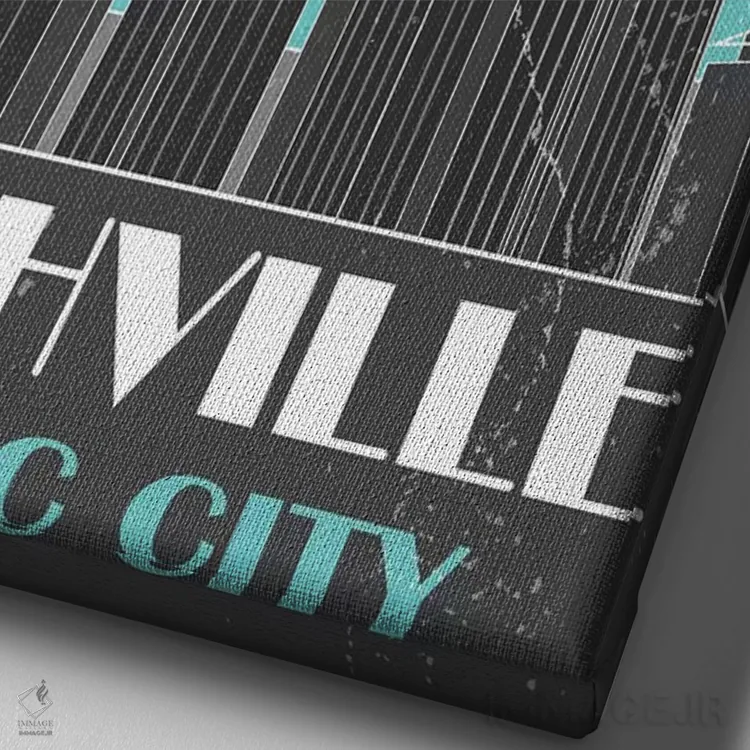 تابلو مدرن نشویل، آبی آسمانی اثر فلای گرافیکس - نمای نزدیک بافت بوم