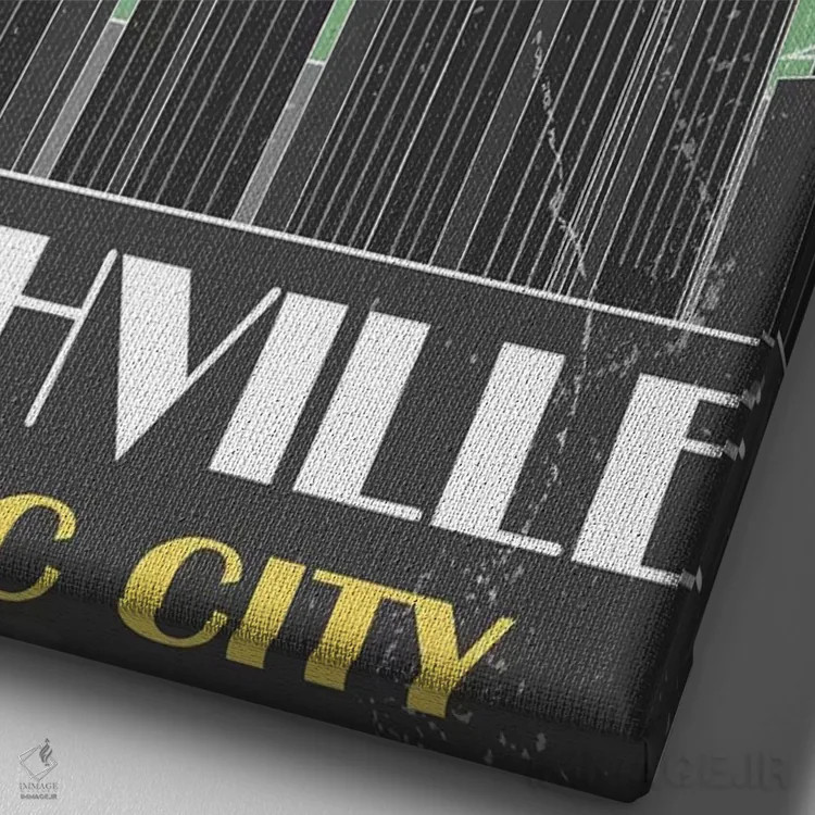 تابلو مدرن نشویل، سبز اثر فلای گرافیکس - نمای نزدیک بافت بوم