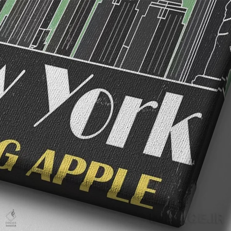 تابلو مدرن نیویورک، سبز اثر فلای گرافیکس - نمای نزدیک بافت بوم