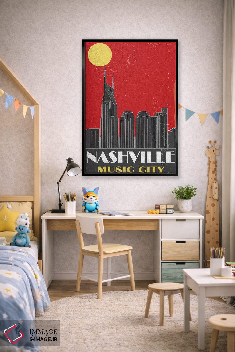 تابلو مدرن نشویل، قرمز اثر فلای گرافیکس - D2B