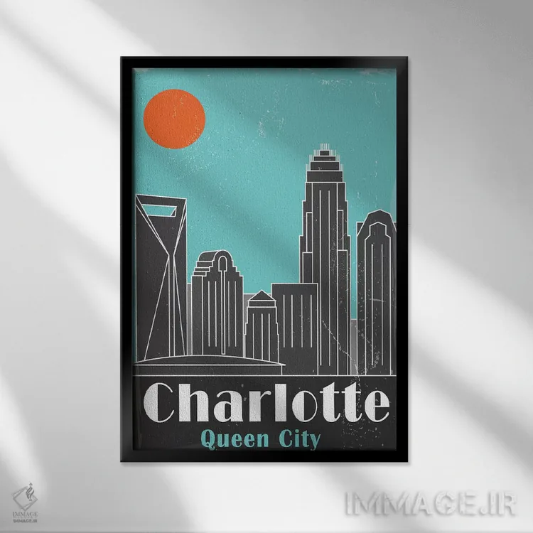 تابلو مدرن شارلوت، آبی آسمانی اثر فلای گرافیکس - نمای قابدار مشکی