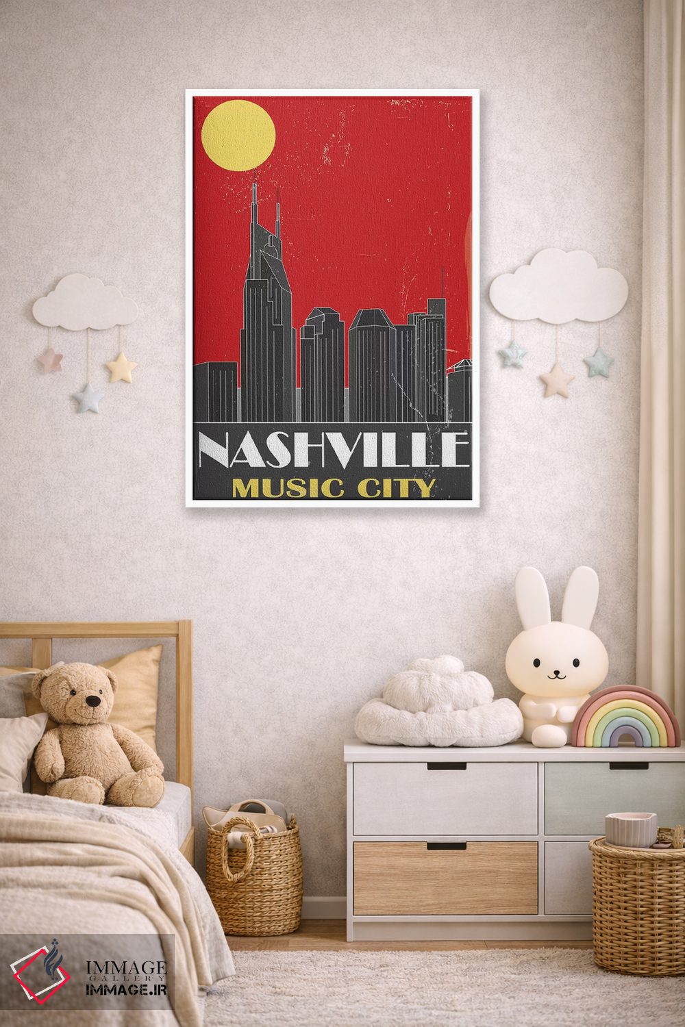 تابلو مدرن نشویل، قرمز اثر فلای گرافیکس - D4W