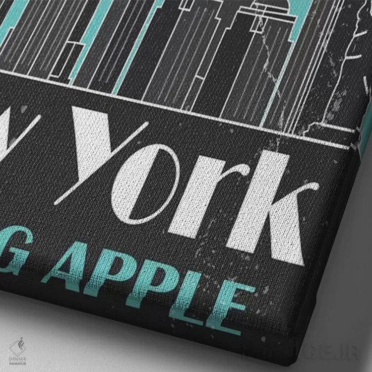 تابلو مدرن نیویورک، آبی آسمانی اثر فلای گرافیکس - نمای نزدیک بافت بوم