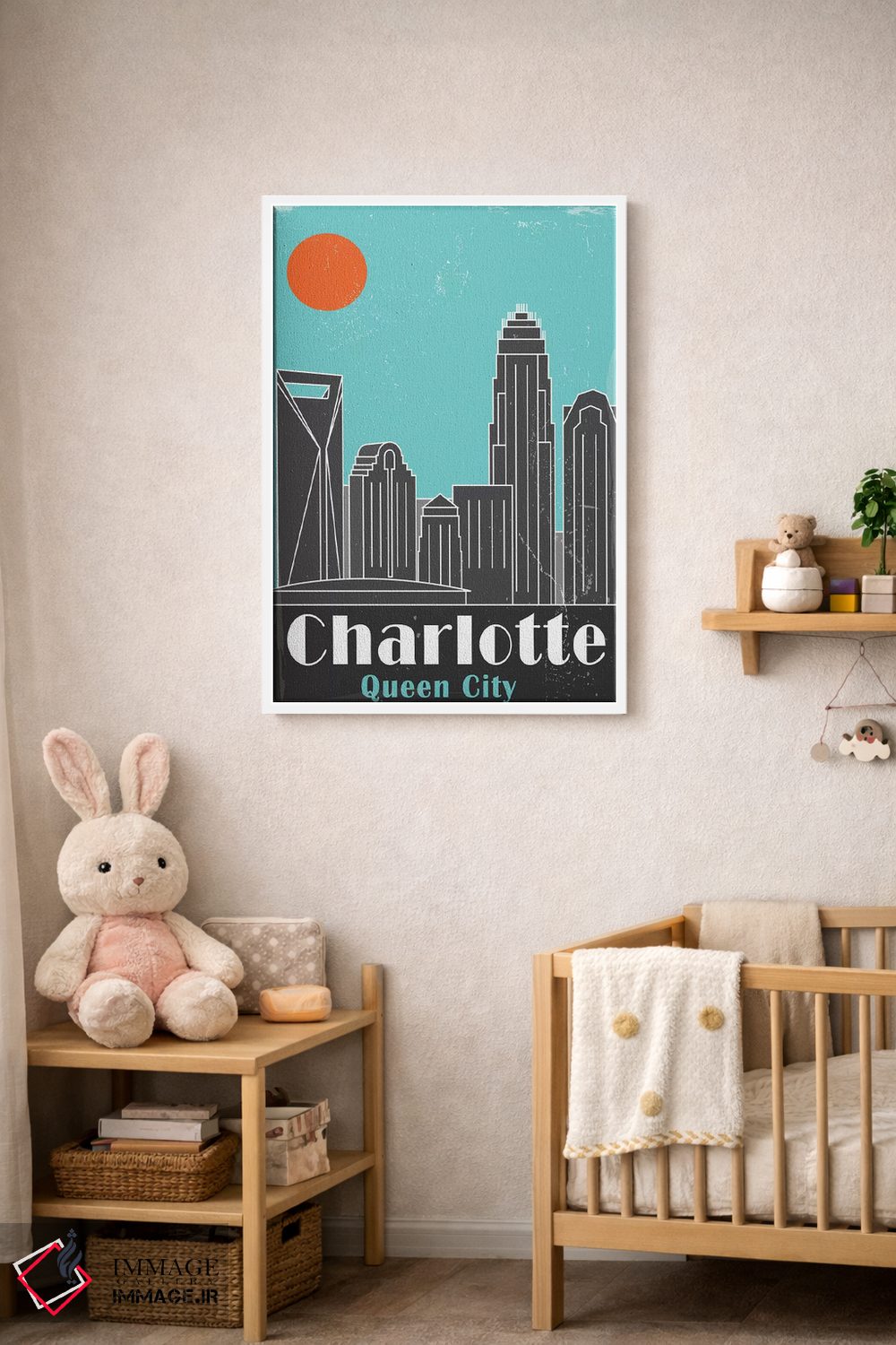 تابلو مدرن شارلوت، آبی آسمانی اثر فلای گرافیکس - D2W