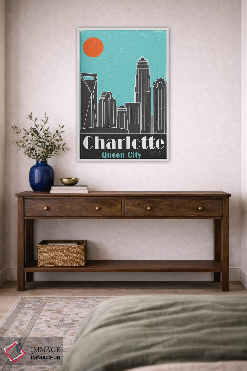 تابلو مدرن شارلوت، آبی آسمانی اثر فلای گرافیکس - D4W