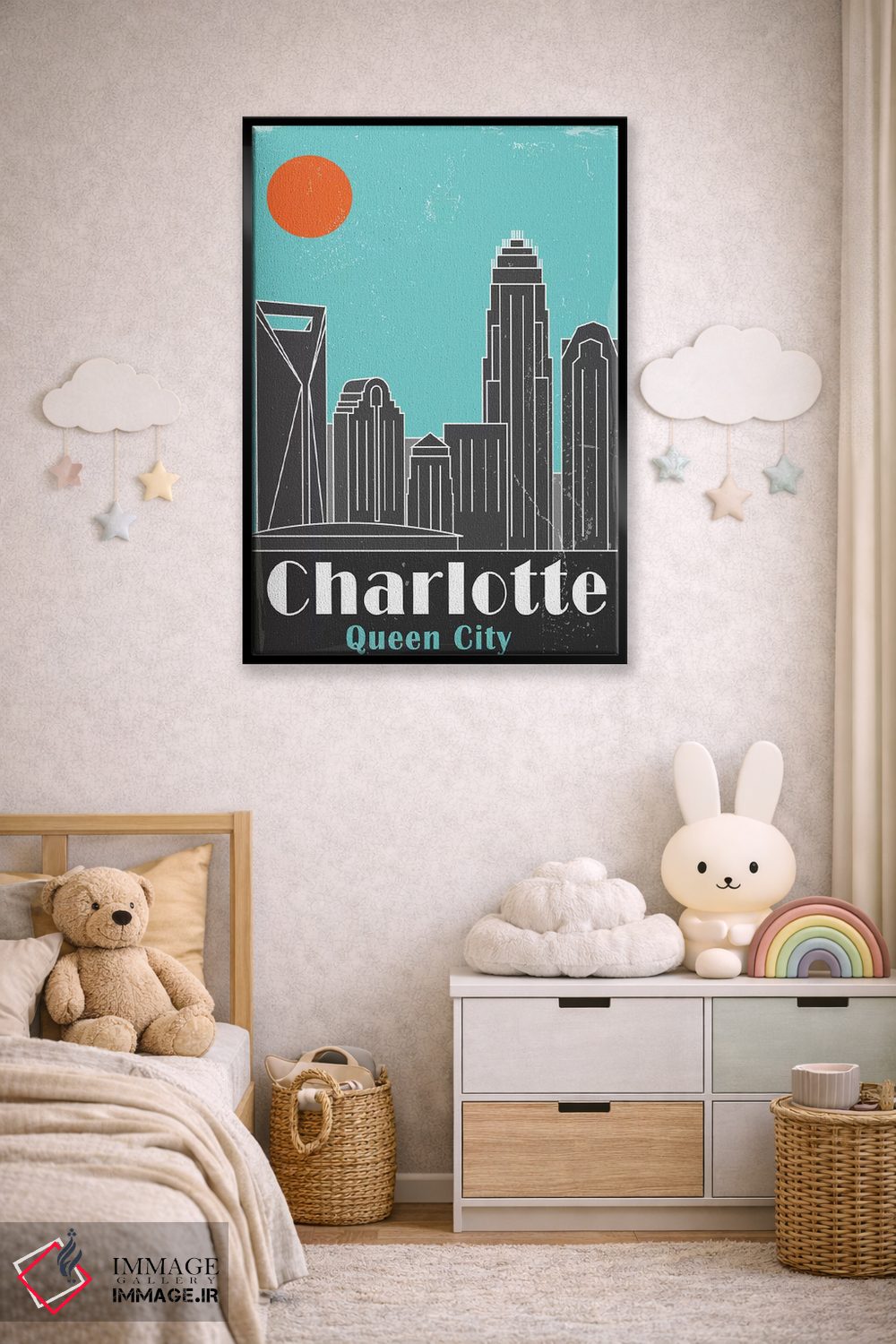 تابلو مدرن شارلوت، آبی آسمانی اثر فلای گرافیکس - D6B