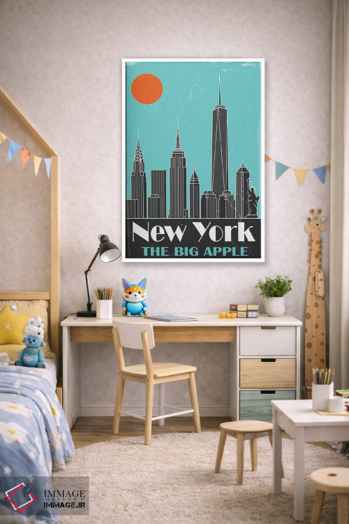 تابلو مدرن نیویورک، آبی آسمانی اثر فلای گرافیکس - D1W